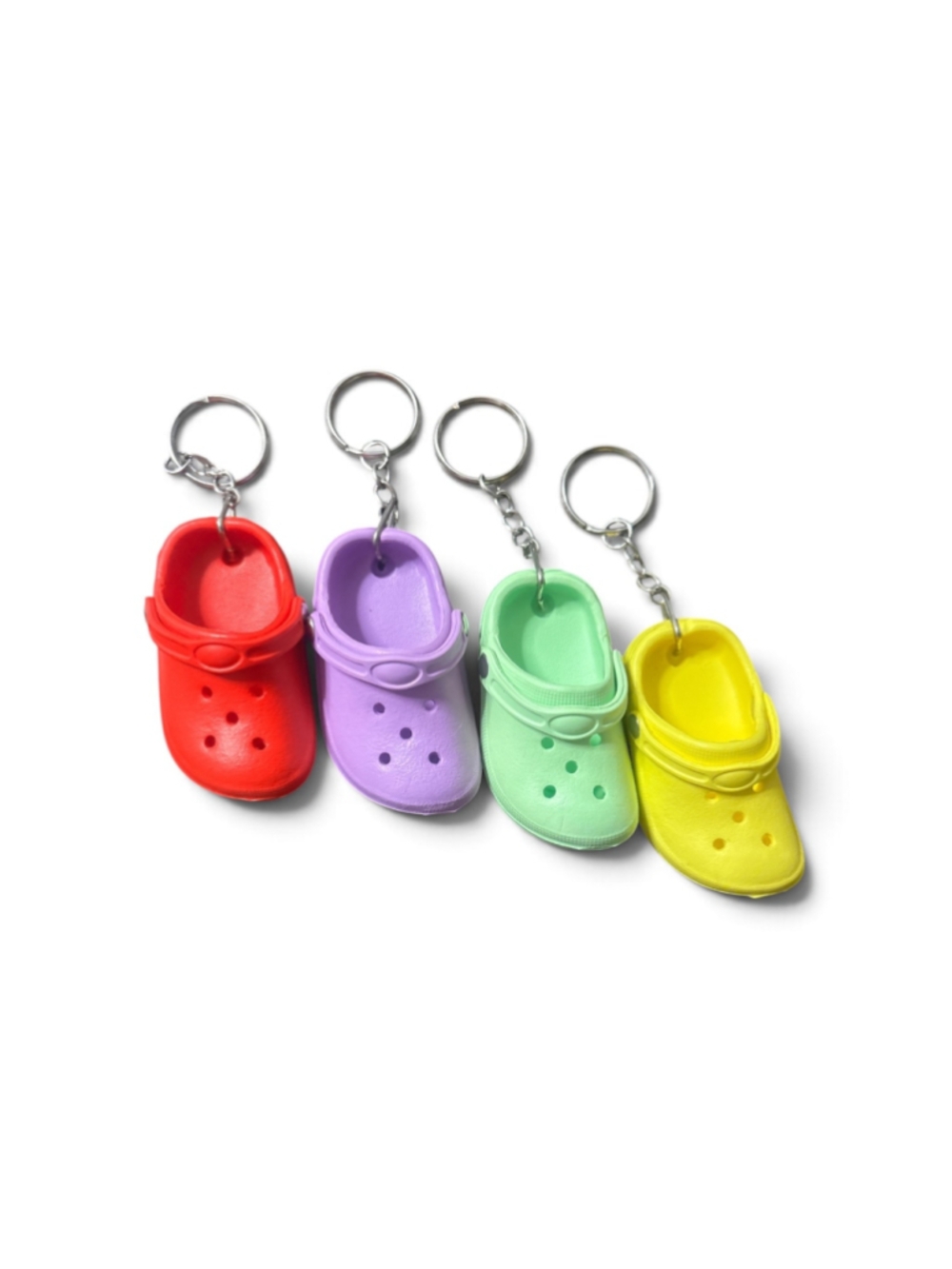 Shoe Keychains Set Of 4, Red Purple Green Yellow